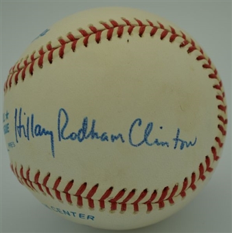 Bill and Hillary Clinton Dual Autographed Baseball